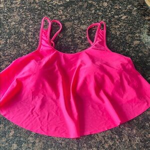 Vibrant Pink Flowy Swim Tankini  Top 2X